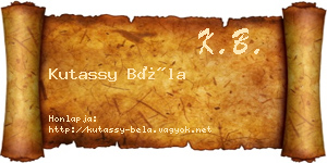 Kutassy Béla névjegykártya